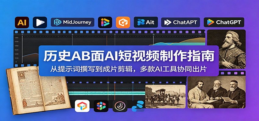 历史AB面AI短视频制作指南：从提示词撰写到成片剪辑，多款AI工具协同出片-大川资源分享站