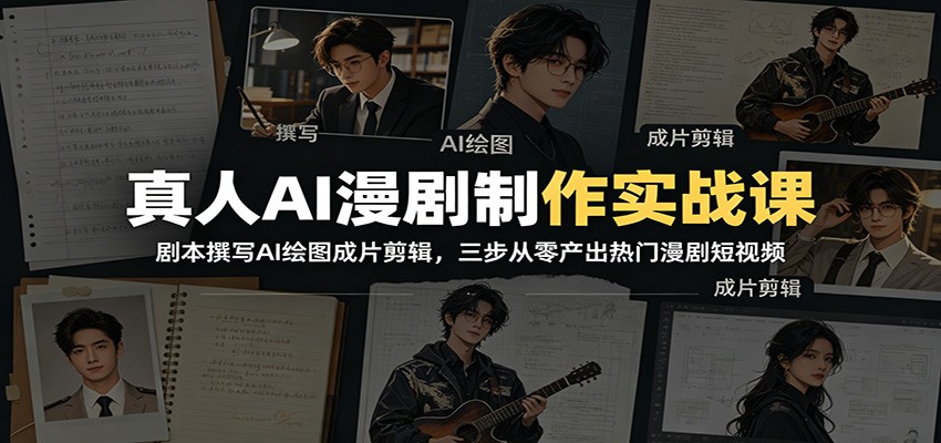 真人AI漫剧制作实战课：剧本撰写AI绘图成片剪辑，三步从零产出热门漫剧短视频-大川资源分享站