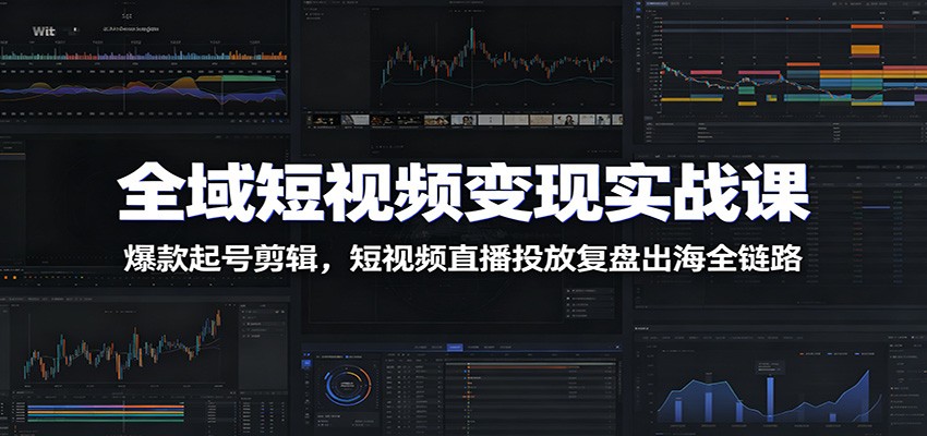 全域短视频变现实战课：爆款起号剪辑，短视频直播投放复盘出海全链路-大川资源分享站