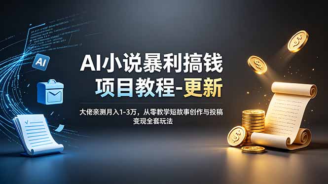 AI小说暴利搞钱项目教程-更新，大佬亲测月入1-3万，从零教学短故事创作与投稿变现全套玩法-大川资源分享站