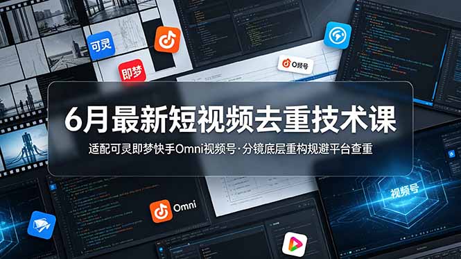 6月最新短视频去重技术课，适配可灵即梦快手Omni视频号，分镜底层重构规避平台查重-大川资源分享站
