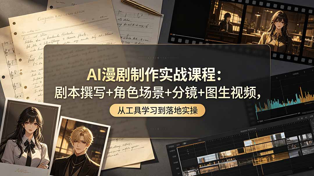 AI漫剧制作实战课程：剧本撰写+角色场景+分镜+图生视频，从工具学习到落地实操-大川资源分享站