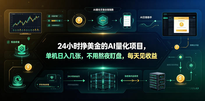24小时挣美金的AI量化项目，单机日入几十美刀，不用熬夜盯盘，每天见收益【揭秘】-大川资源分享站