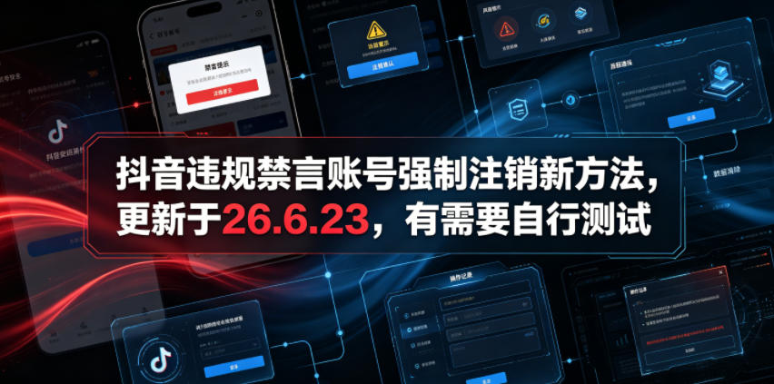 抖音违规禁言账号强制注销新方法，更新于26.6.23，有需要自行测试-大川资源分享站