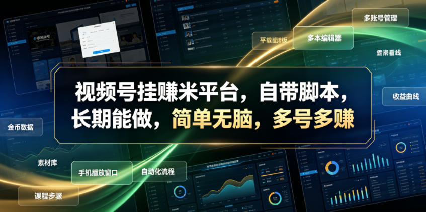 视频号挂賺米平台，自带脚本，长期能做，简单无脑，多号多賺【揭秘】-大川资源分享站