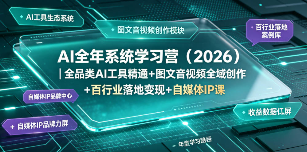 AI全年系统学习营(2026)｜全品类AI工具精通+图文音视频全域创作+百行业落地变现+自媒体IP打造年度进阶大课-大川资源分享站