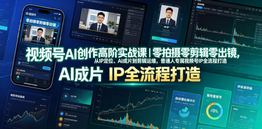视频号AI创作高阶实战课｜零拍摄零剪辑零出镜，从IP定位、AI成片到剪辑运维，普通人专属视频号IP全流程打造-大川资源分享站