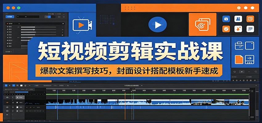 短视频剪辑实战课：爆款文案撰写技巧，封面设计搭配模板新手速成-大川资源分享站
