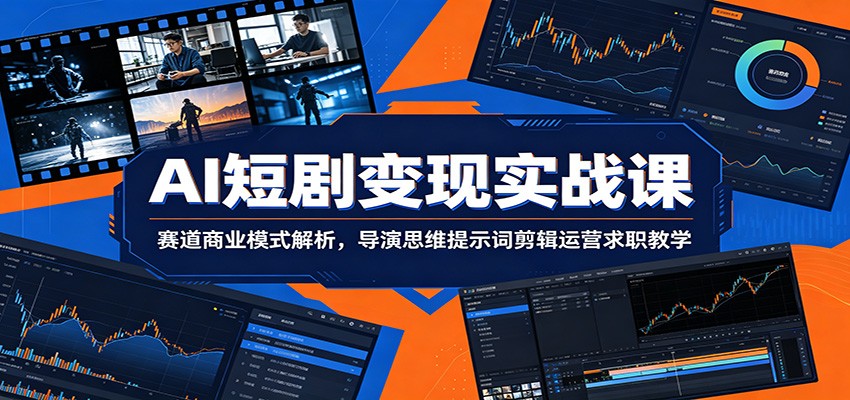 AI短剧变现实战课：赛道商业模式解析，导演思维提示词剪辑运营求职教学-大川资源分享站