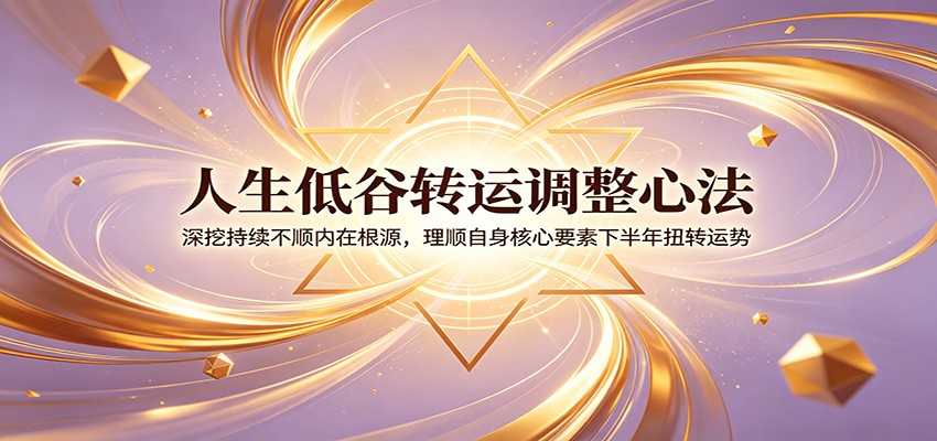 人生低谷转运调整心法：深挖持续不顺内在根源，理顺自身核心要素下半年扭转运势-大川资源分享站