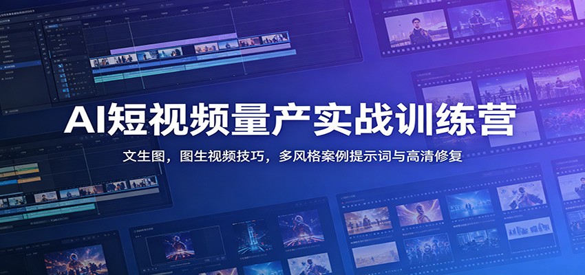 AI短视频量产实战训练营：文生图，图生视频技巧，多风格案例提示词与高清修复-大川资源分享站