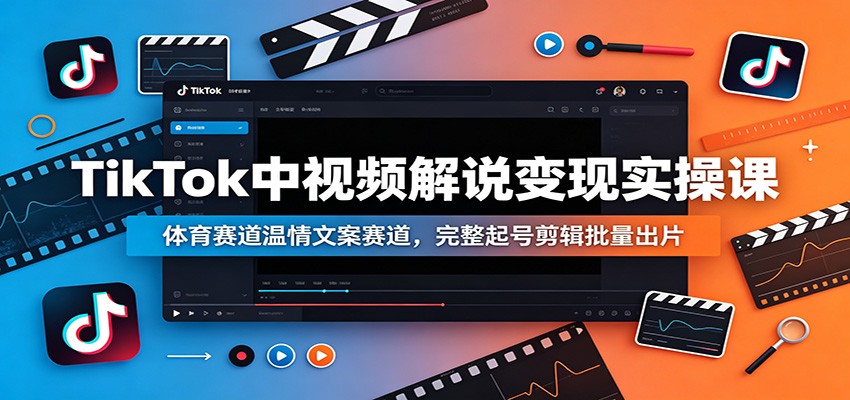 TikTok中视频解说变现实操课：体育赛道温情文案赛道，完整起号剪辑批量出片-大川资源分享站