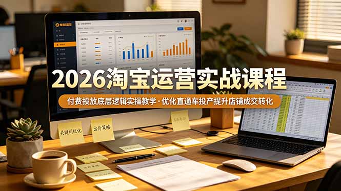 2026 淘宝运营实战课程，付费投放底层逻辑实操教学，优化直通车投产提升店铺成交转化-大川资源分享站