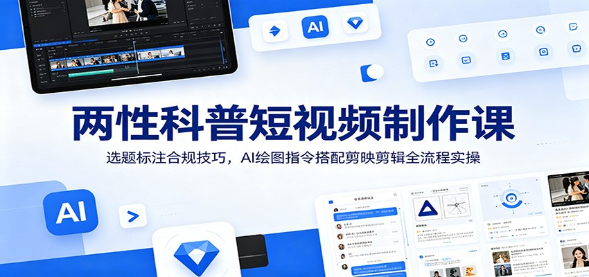 两性科普短视频制作课：选题标注合规技巧，AI绘图指令搭配剪映剪辑全流程实操-大川资源分享站