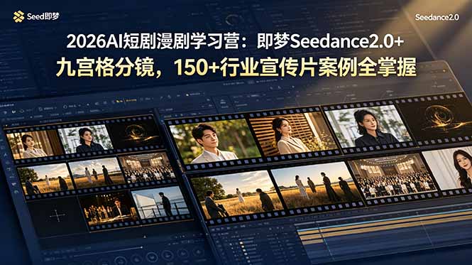 2026AI短剧漫剧学习营：即梦Seedance2.0+九宫格分镜，150+行业宣传片案例全掌握-大川资源分享站