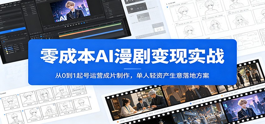 零成本AI漫剧变现实战：从0到1起号运营成片制作，单人轻资产生意落地方案-大川资源分享站