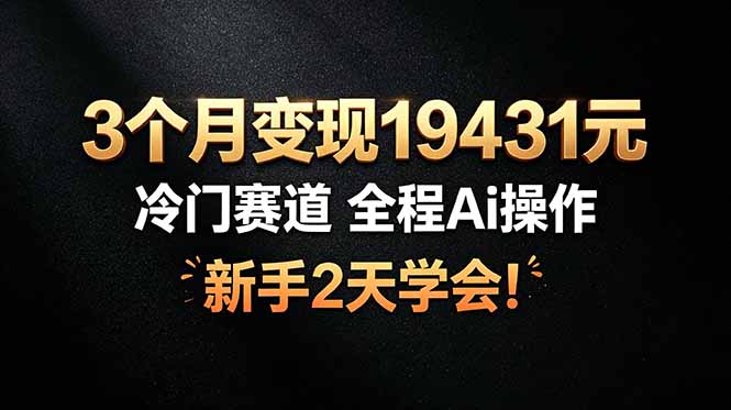 3个月变现19431元,冷门赛道 全程Ai操作,新手2天学会!-大川资源分享站