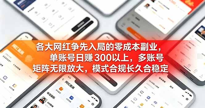 各大网红争先入局的零成本副业,单账号日赚 300 以上,多号矩阵可放大,模式合规长久稳定!-大川资源分享站