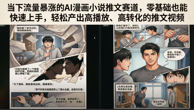 当下流量暴涨的AI漫画小说推文赛道，零基础也能快速上手，轻松产出高播放、高转化的推文视频-大川资源分享站