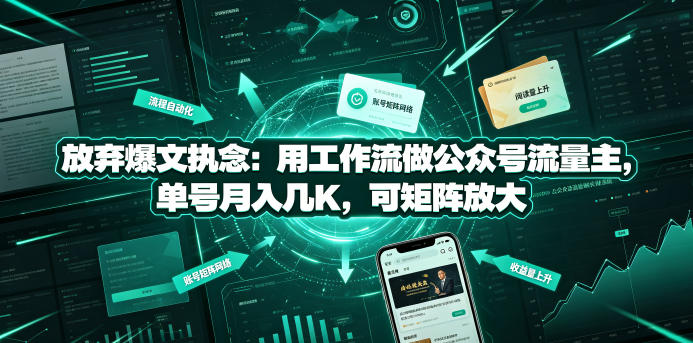 放弃爆文执念：用工作流做公众号流量主，单号月入几K，可矩阵放大-大川资源分享站