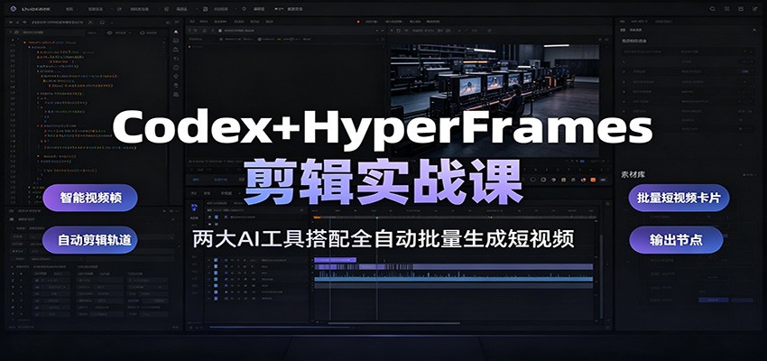 Codex+HyperFrames剪辑实战课：两大AI工具搭配全自动批量生成短视频-大川资源分享站