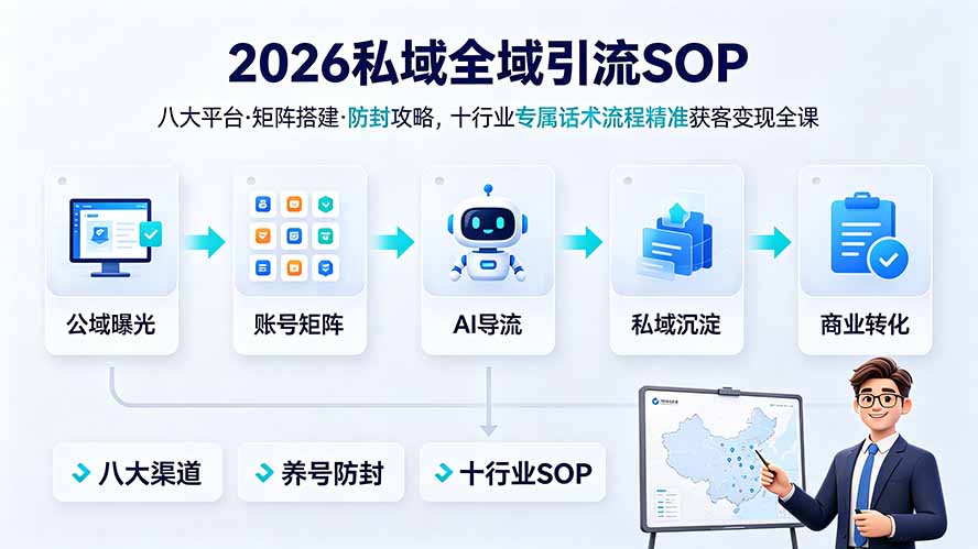 2026私域全域引流SOP｜八大平台·矩阵搭建·防封攻略，十行业专属话术流程精准获客变现全课-大川资源分享站