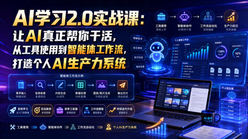 AI学习2.0实战课：让AI真正帮你干活，从工具使用到智能体工作流，打造个人AI生产力系统-大川资源分享站