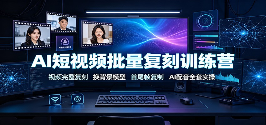 AI短视频批量复刻训练营：视频完整复刻，换背景模型、首尾帧复制、AI配音全套实操-大川资源分享站