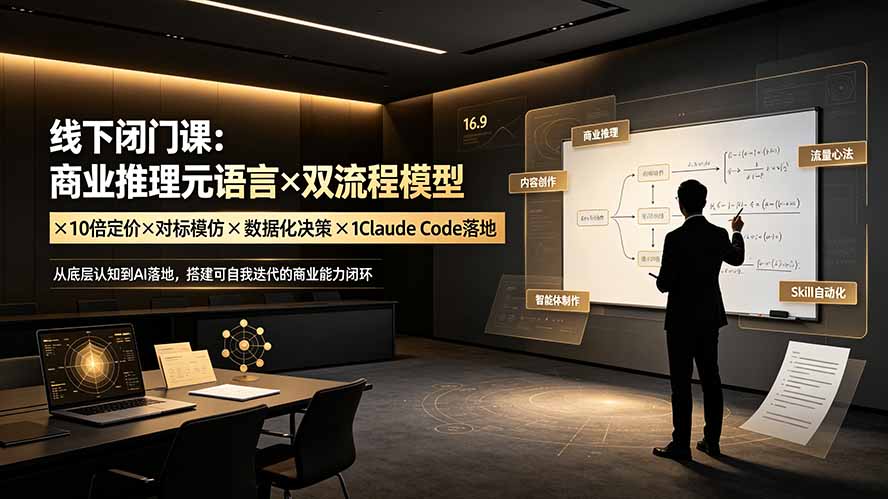 线下闭门课：商业推理元语言×双流程模型×10倍定价×对标模仿×数据化决策×Claude Code落地，击穿认知盲区-大川资源分享站