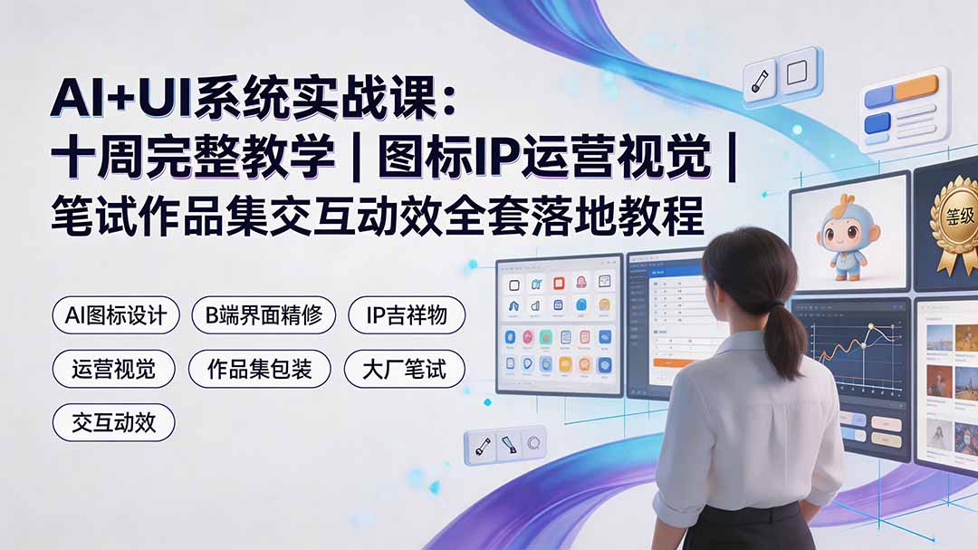 AI+UI系统实战课：十周完整教学｜图标IP运营视觉｜笔试作品集交互动效全套落地教程-大川资源分享站