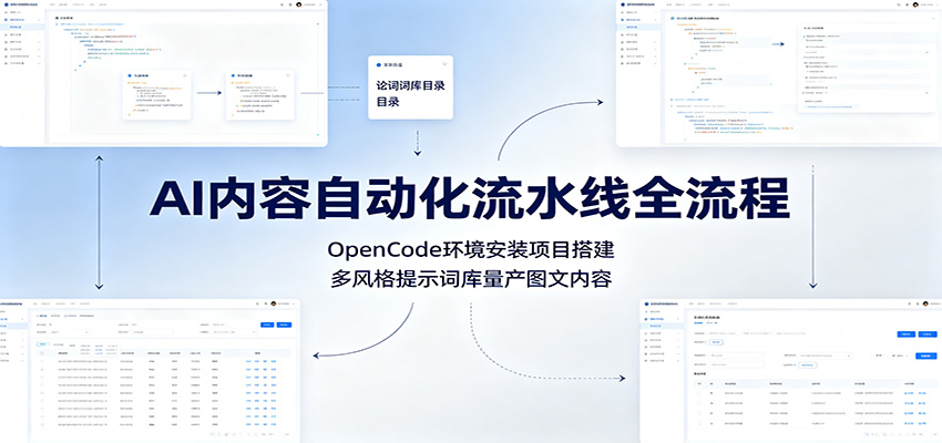 AI内容自动化流水线全流程:OpenCode环境安装项目搭建,多风格提示词库量产图文内容-大川资源分享站