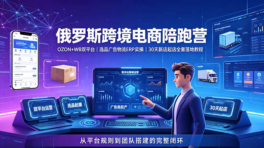 2026俄罗斯跨境电商陪跑营:OZON+WB双平台|选品广告物流ERP实操|30天新店起店全套落地教程-大川资源分享站