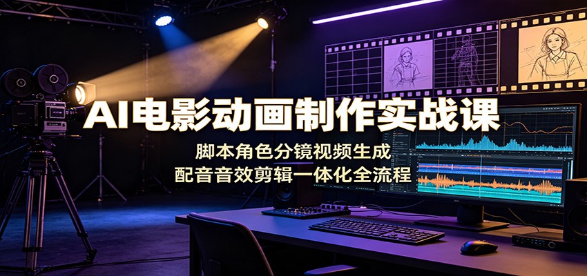 AI电影动画制作实战课：脚本角色分镜视频生成，配音音效剪辑一体化全流程-大川资源分享站
