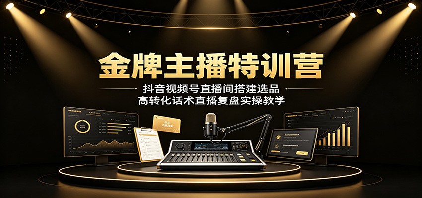 金牌主播特训营：抖音视频号直播间搭建选品，高转化话术直播复盘实操教学-大川资源分享站