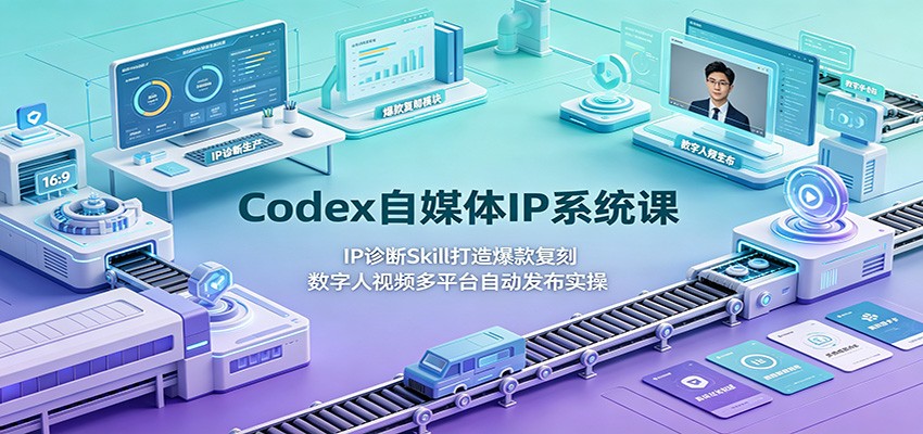 Codex自媒体IP系统课：IP诊断Skill打造爆款复刻，数字人视频多平台自动发布实操-大川资源分享站