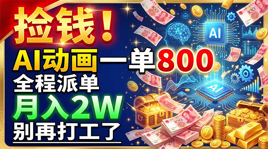捡钱!AI动画一单800,全程派单,月入2W,别再打工了-大川资源分享站