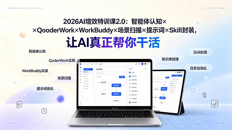 2026AI增效特训课2.0:智能体认知×QoderWork×WorkBuddy×场景扫描×提示词×Skill封装,让AI真正帮你干活-大川资源分享站