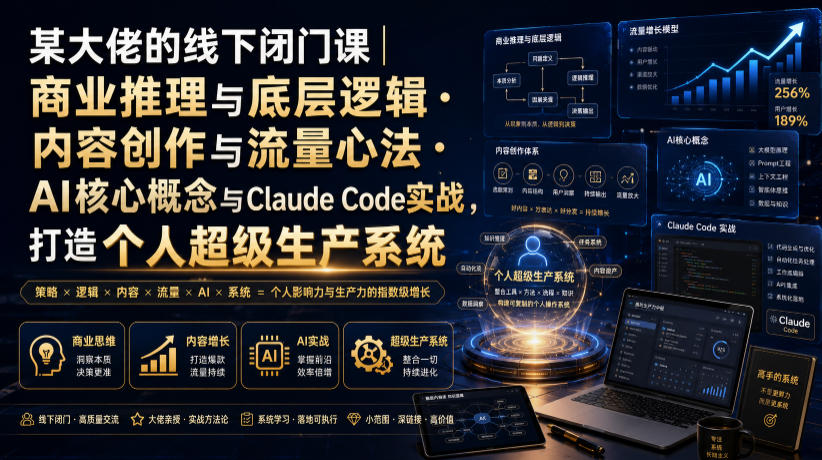 某大佬的线下闭门课|商业推理与底层逻辑・内容创作与流量心法・AI核心概念与Claude Code实战,打造个人超级生产系统【录音+图片】-大川资源分享站