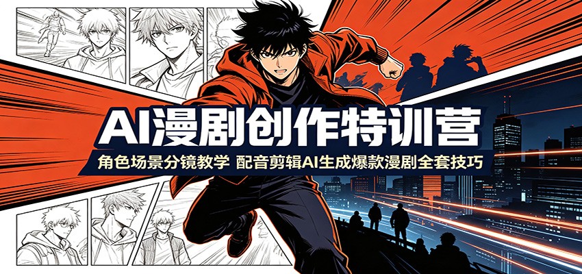 AI漫剧创作特训营：角色场景分镜教学，配音剪辑AI生成爆款漫剧全套技巧-大川资源分享站