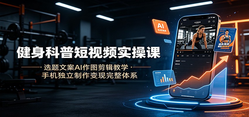 健身科普短视频实操课：选题文案AI作图剪辑教学，手机独立制作变现完整体系-大川资源分享站