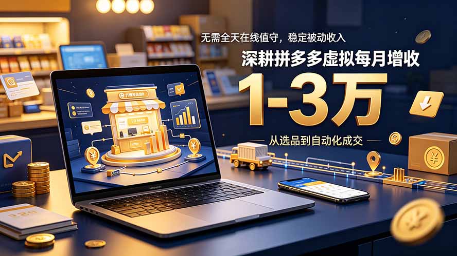 无需全天在线值守，稳定被动收入，深耕拼多多虚拟每月增收 1-3 万-大川资源分享站