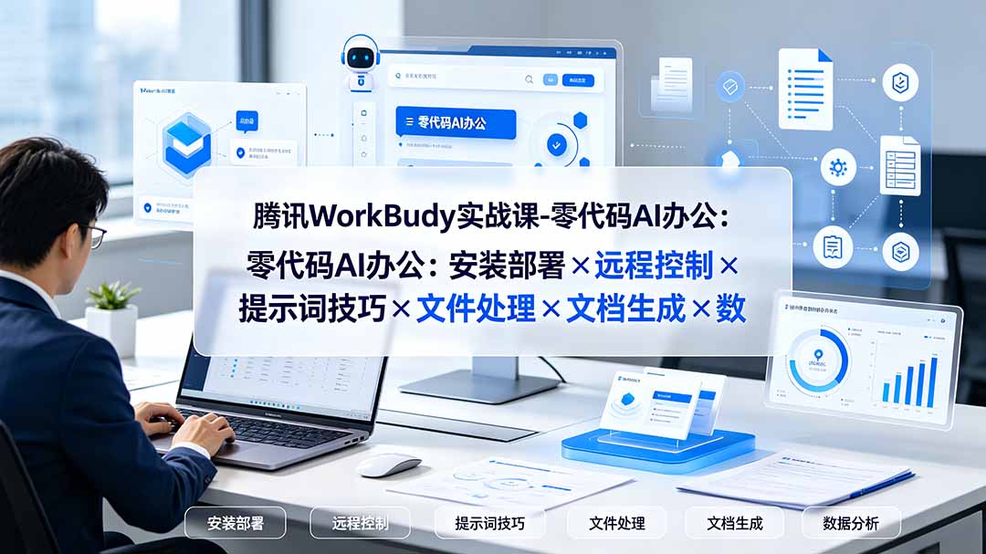 腾讯WorkBuddy实战课-零代码AI办公：安装部署×远程控制×提示词技巧×文件处理×文档生成×数据分析-大川资源分享站