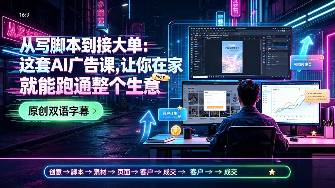 从写脚本到接大单：这套AI广告课，让你在家就能跑通整个生意【原创双语字幕】-大川资源分享站