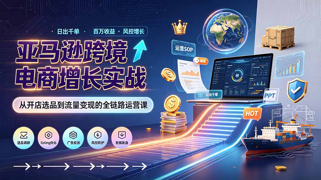 亚马逊0-1孵化特训营8期：从注册风控到稳定日出千单实战，规避审核封店风险，标准化执行流程落地-大川资源分享站