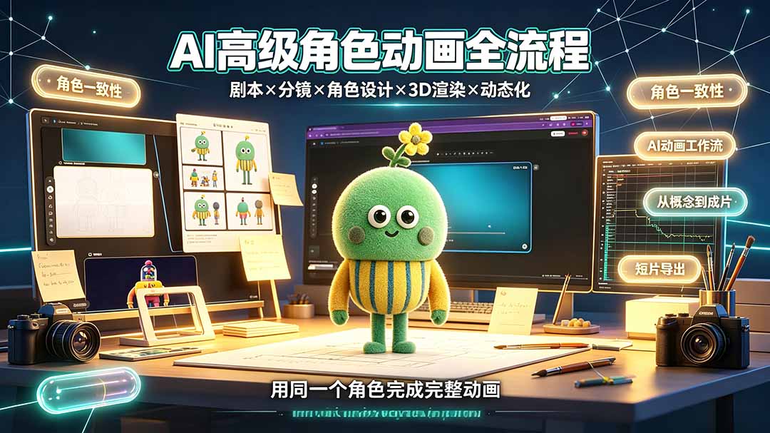 AI高级角色动画全流程：剧本×分镜×角色设计×3D渲染×动态化，从概念到成片一站式教学-大川资源分享站