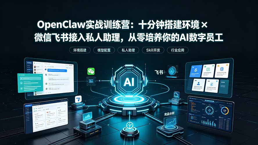 OpenClaw实战特训营：十分钟搭建环境×微信飞书接入私人助理，从零培养你的AI数字员工-大川资源分享站