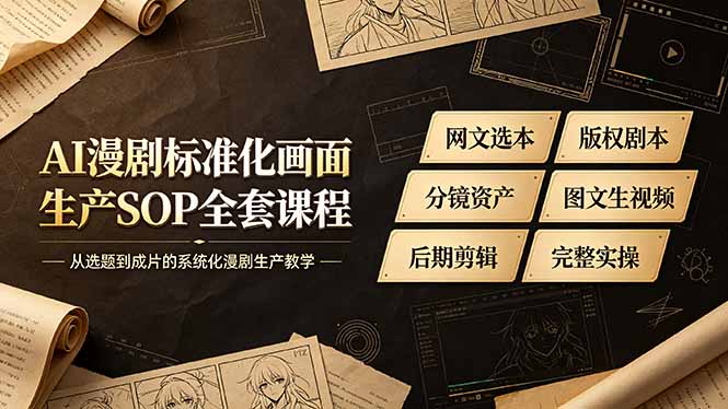 AI漫剧标准化画面生产SOP全套课程-更新，网文选本版权剧本分镜资产全覆盖，图文生视频后期剪辑完整实操教学-大川资源分享站