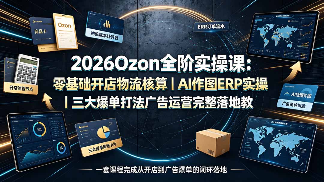 2026Ozon全阶实操课：零基础开店物流核算｜AI作图ERP实操｜三大爆单打法广告运营完整落地教程-大川资源分享站