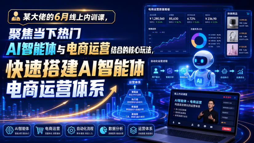 某大佬的6月线上内训课，聚焦当下热门AI智能体与电商运营结合的核心玩法，快速搭建AI智能体电商运营体系-大川资源分享站