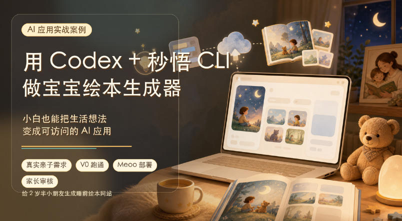 AI应用实战案例，用Codex+秒悟CLl做宝宝绘本生成器，小白也能把生活想法变成可访问的AI应用-大川资源分享站